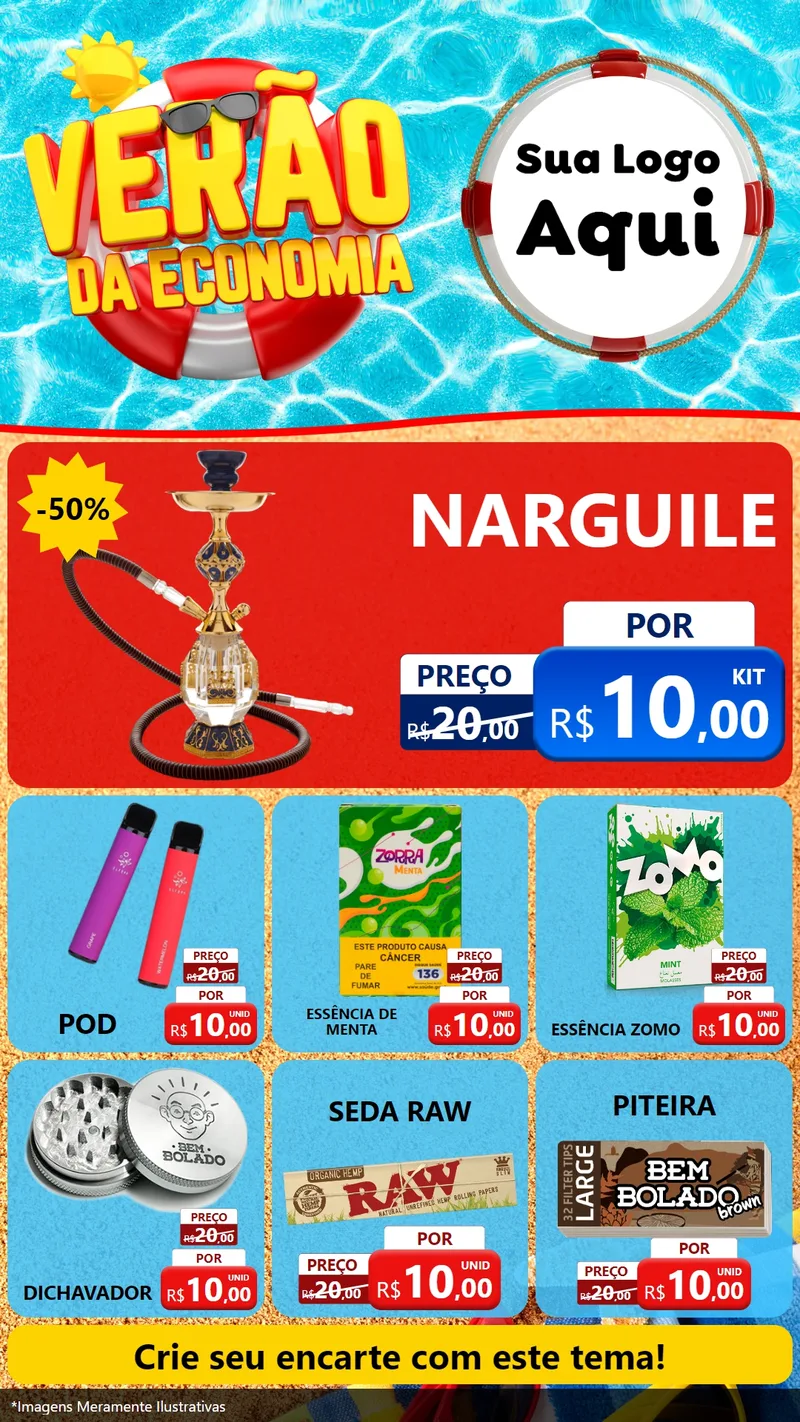 Modelo de Rede Social para Stories com o tema Verão da Economia para Tabacaria