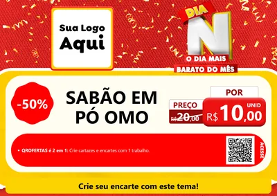 Modelo de Cartaz para Cartaz A4 Horizontal com o tema Dia N o Dia Mais Barato do Mês para Produtos de Limpeza