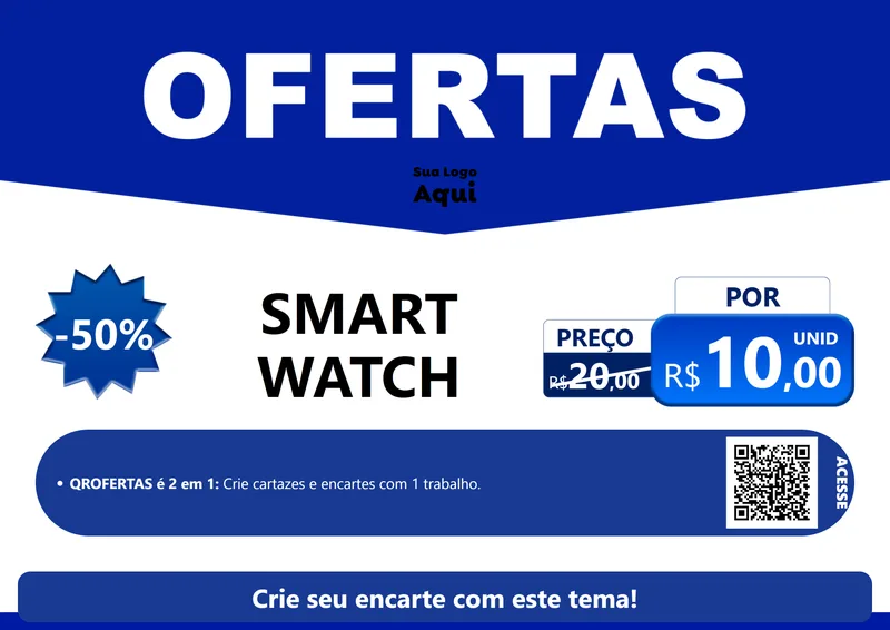 Modelo de Cartaz para Cartaz A4 Horizontal com o tema Ofertas Azul Cartaz para Informática