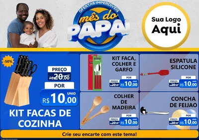 Modelo de Encarte para Encarte A4 Horizontal com o tema Ofertas Imperdíveis Mês Do Papai para Utilidades Domésticas