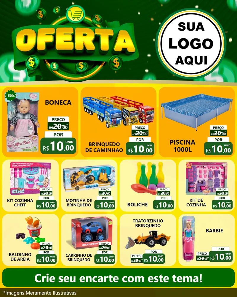 Modelo de Rede Social para Feed Instagram com o tema Oferta para Brinquedos