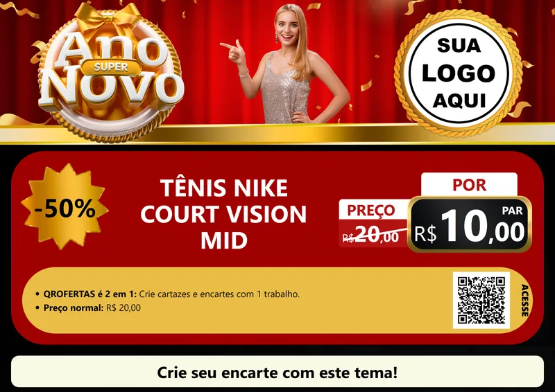 Modelo de Cartaz para Cartaz A4 Horizontal com o tema Super Ano Novo para Calçados