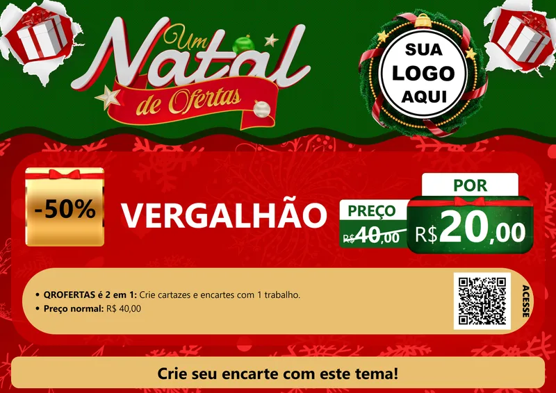 Modelo de Cartaz para Cartaz A4 Horizontal com o tema Um Natal de Ofertas para Ferragens
