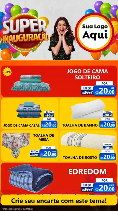 Modelo de TV para TV Vertical com o tema Super Inauguração para Cama, Mesa e Banho