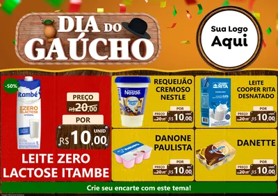 Modelo de Encarte para Encarte A4 Horizontal com o tema Dia do Gaúcho para Frios e Laticínios