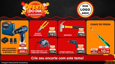 Modelo de TV para TV Horizontal com o tema Oferta do Dia - Só hoje, Aproveite! para Maquinas e Ferramentas