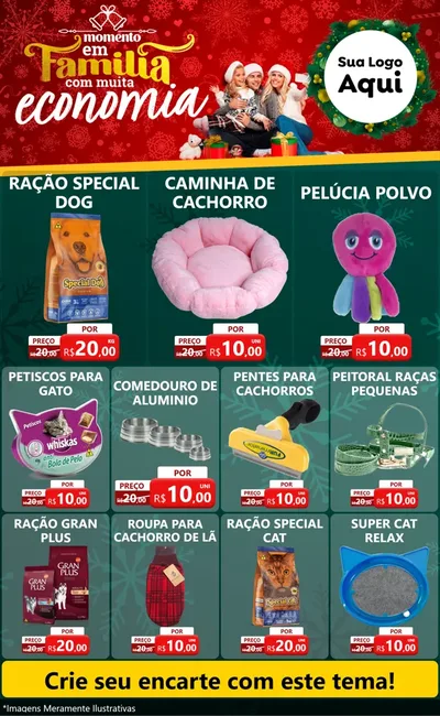 Modelo de Encarte para Encarte Grande com o tema Momento em Família (Natal) para Pet Shop