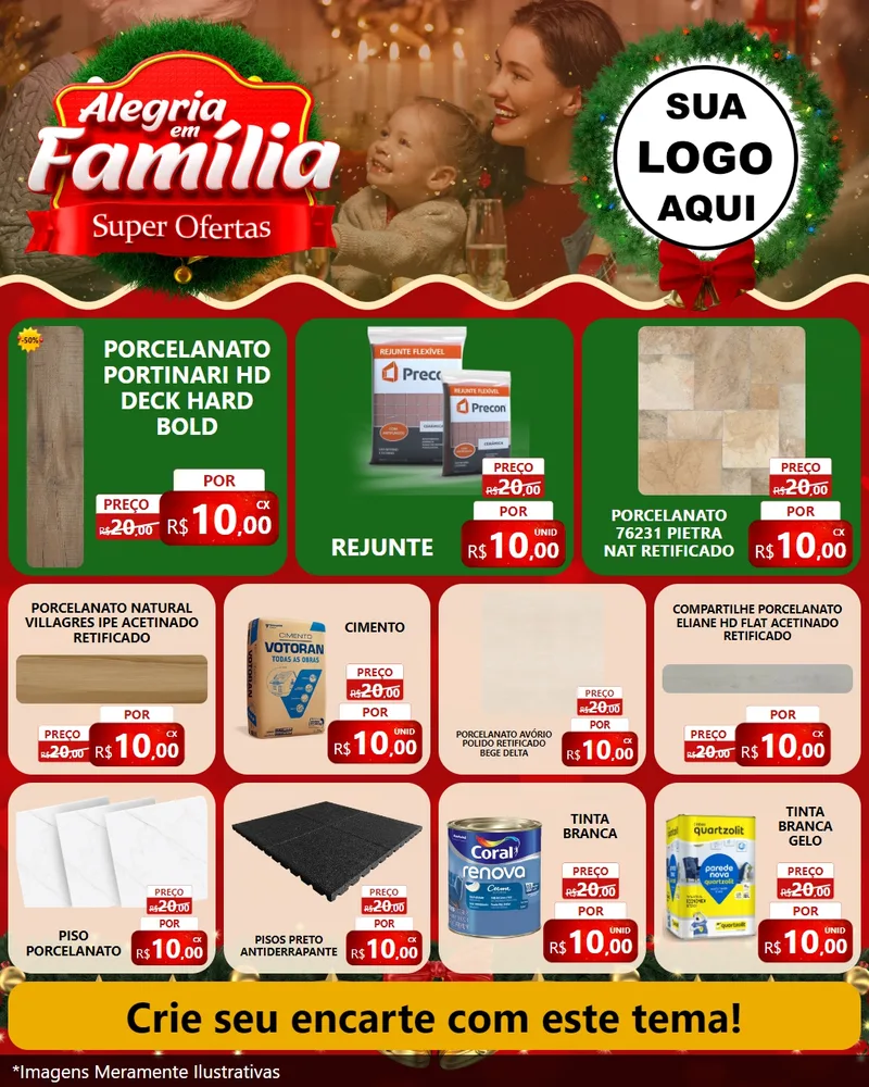 Modelo de Rede Social para Feed Instagram com o tema Alegria Em Família - Super Ofertas para Pisos e revestimentos