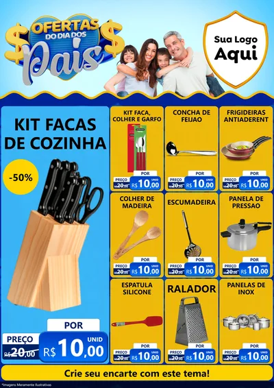 Modelo de Encarte para Encarte A4 Vertical com o tema Ofertas do Dia dos Pais para Utilidades Domésticas