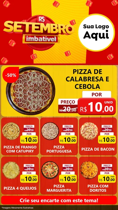 Modelo de Rede Social para Stories com o tema Setembro Imbatível para Pizzaria