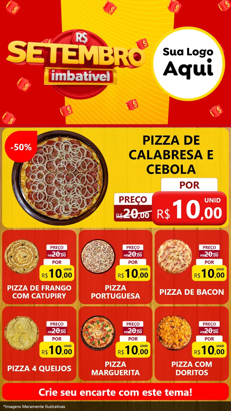 Modelo de Rede Social para Stories com o tema Setembro Imbatível para Pizzaria