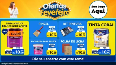 Modelo de TV para TV Horizontal com o tema Ofertas de Fevereiro para Tintas e Ferramentas
