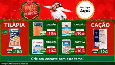 Modelo de TV para TV Horizontal com o tema Natal de Promoções para Peixaria