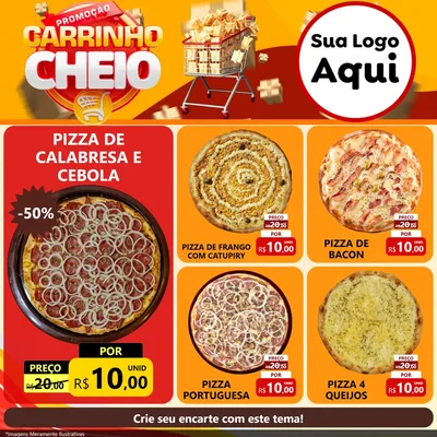Modelo de Rede Social para Feed Facebook com o tema Promoção carrinho cheio para Pizzaria