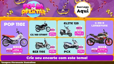 Modelo de TV para TV Horizontal com o tema Folia de Ofertas para Concessionaria de Motos