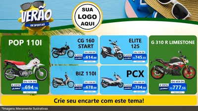 Modelo de TV para TV Horizontal com o tema Verão de Ofertas para Concessionaria de Motos