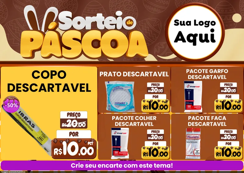 Modelo de Encarte para Encarte A4 Horizontal com o tema Sorteio de Páscoa para Embalagens