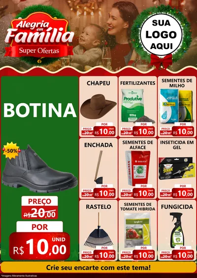 Modelo de Encarte para Encarte A4 Vertical com o tema Alegria Em Família - Super Ofertas para Agropecuária
