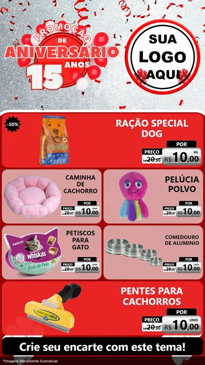 Modelo de TV para TV Vertical com o tema Promoção de Aniversário - 15 Anos para Pet Shop