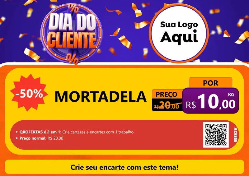 Modelo de Cartaz para Cartaz A4 Horizontal com o tema Dia do Cliente para Frios e Laticínios
