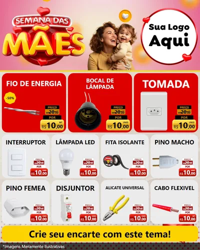 Modelo de Rede Social para Feed Instagram com o tema Semana das Mães para Materiais Elétricos