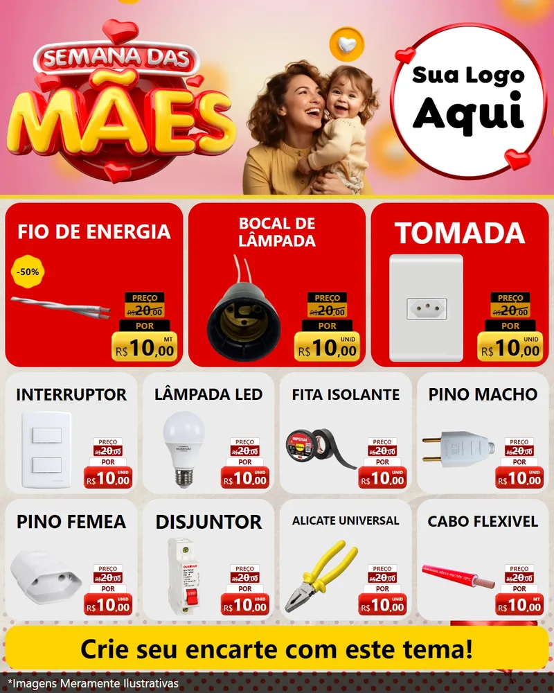 Modelo de Rede Social para Feed Instagram com o tema Semana das Mães para Materiais Elétricos