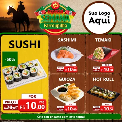 Modelo de Rede Social para Feed Facebook com o tema Especial Semana Farroupilha para Comida japonesa