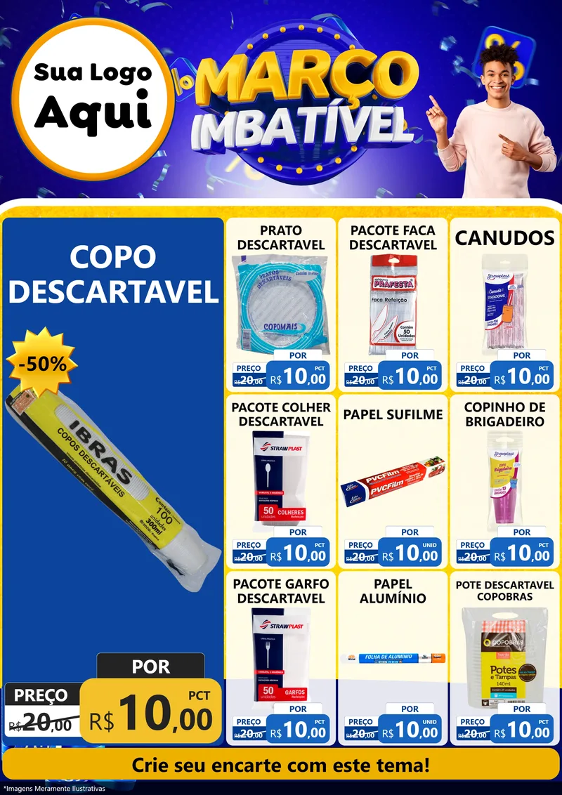 Modelo de Encarte para Encarte A4 Vertical com o tema Março Imbatível para Embalagens
