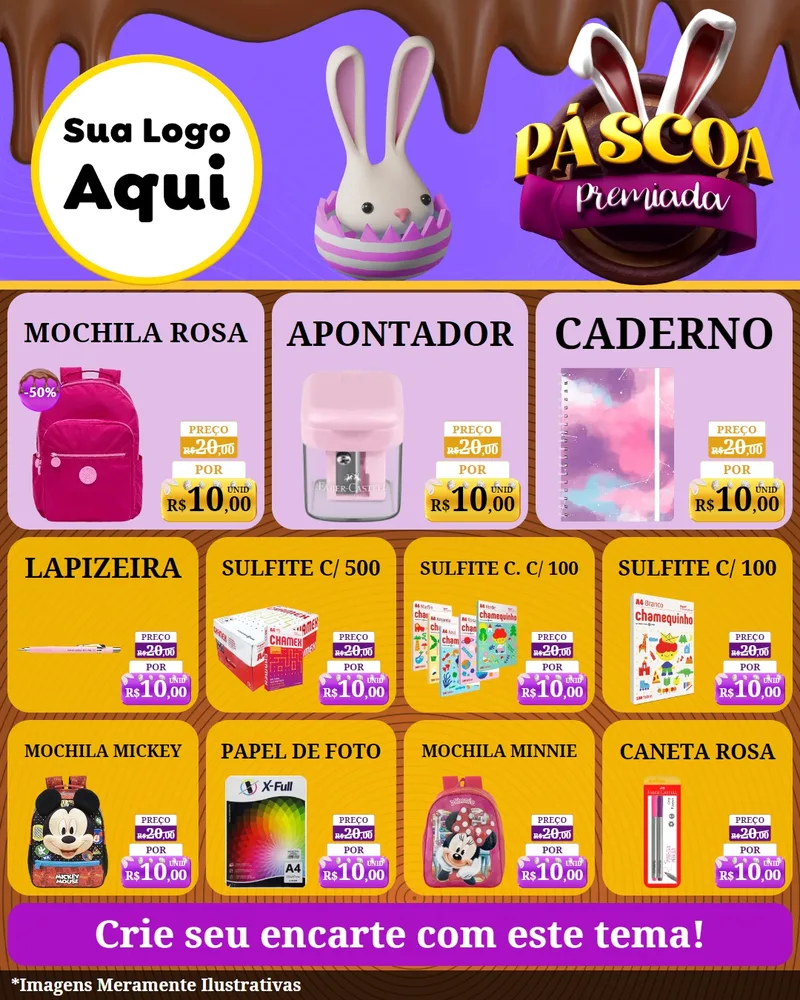 Modelo de Rede Social para Feed Instagram com o tema Páscoa Premiada para Papelaria