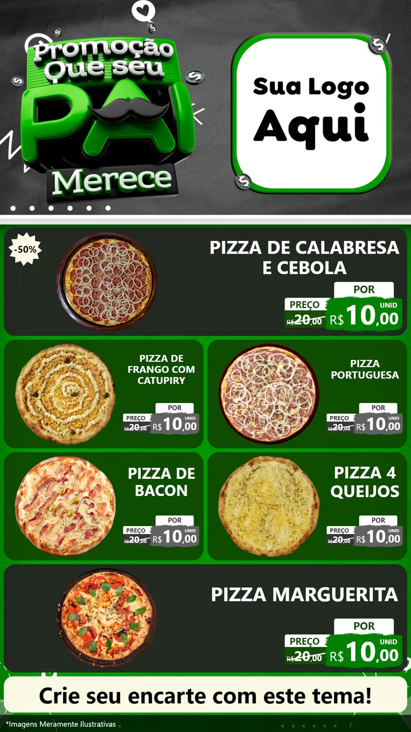 Modelo de TV para TV Vertical com o tema Promoção Que seu Pai Merece para Pizzaria