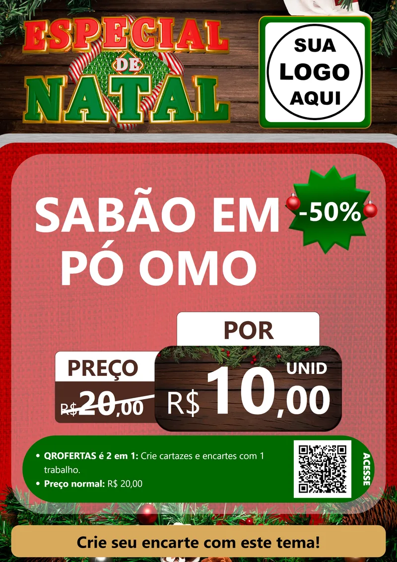 Modelo de Cartaz para Cartaz A4 Vertical com o tema Especial de Natal para Produtos de Limpeza