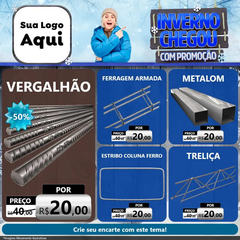 Modelo de Rede Social para Feed Facebook com o tema Inverno Chegou Com Promoção para Ferragens