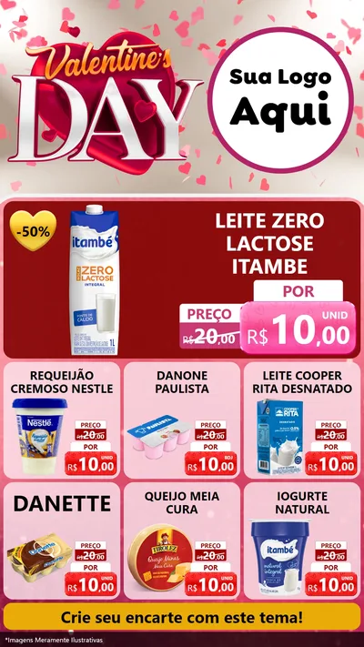 Modelo de Rede Social para Stories com o tema Valentine's Day para Frios e Laticínios