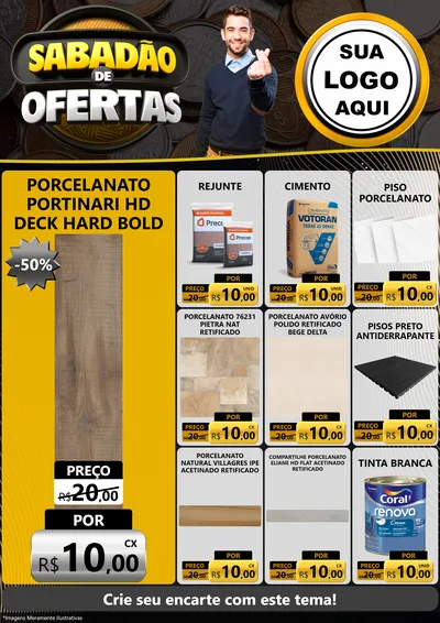 Modelo de Encarte para Encarte A4 Vertical com o tema Sabadão de Ofertas para Pisos e revestimentos