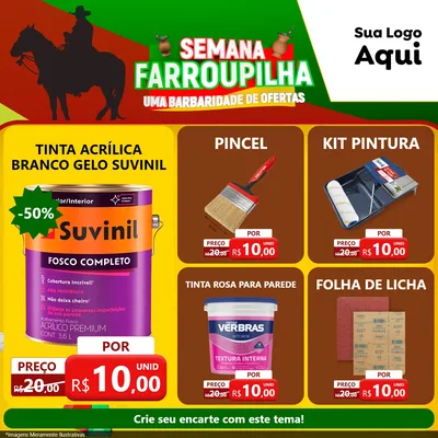 Modelo de Rede Social para Feed Facebook com o tema Semana Farroupilha - Uma Barbaridade de Ofertas para Tintas e Ferramentas
