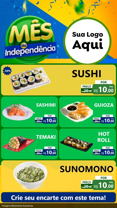 Modelo de TV para TV Vertical com o tema Mês da Independência para Comida japonesa
