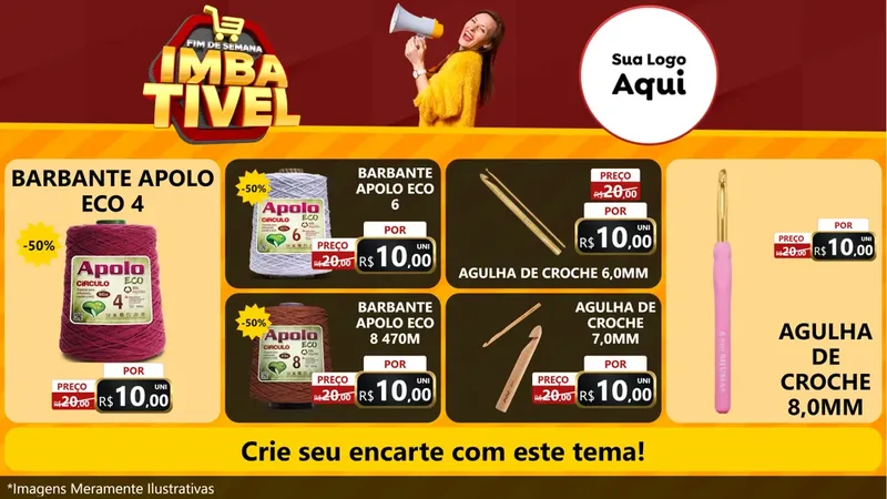 Modelo de TV para TV Horizontal com o tema Fim de Semana Imbatível para Armarinho e Aviamentos