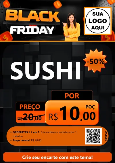 Modelo de Cartaz para Cartaz A4 Vertical com o tema Black Friday para Comida japonesa