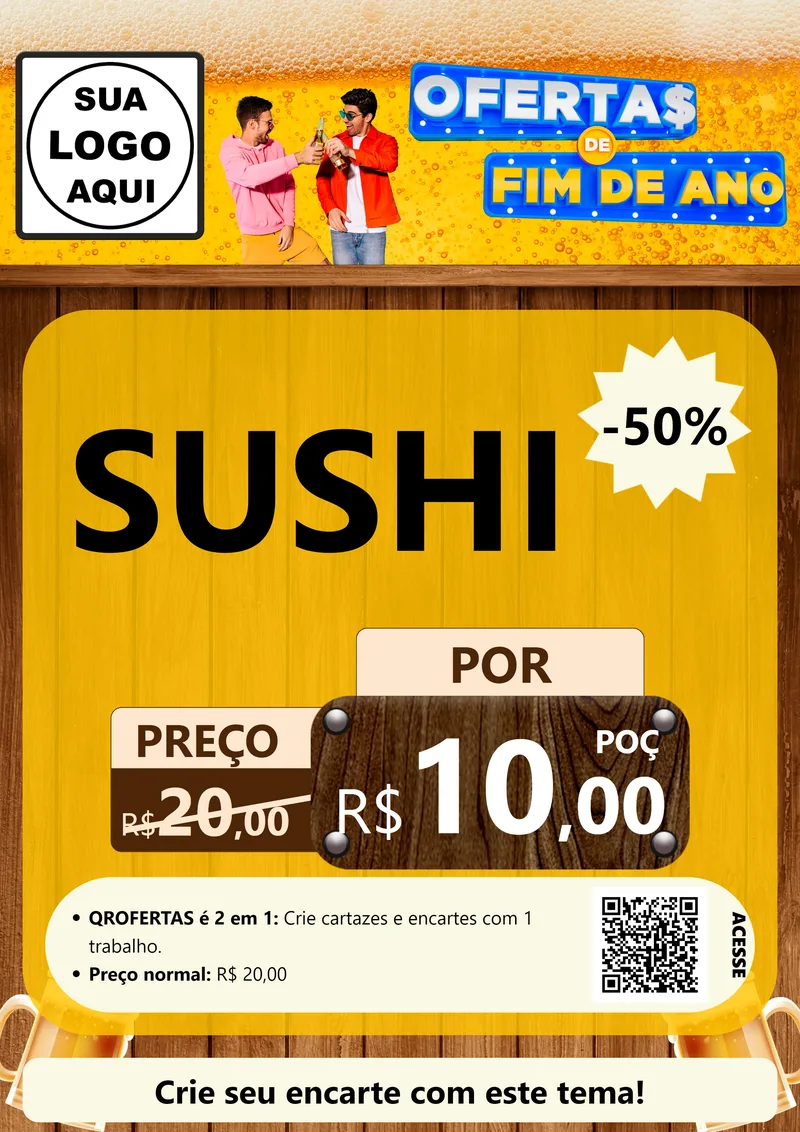 Modelo de Cartaz para Cartaz A4 Vertical com o tema Ofertas de Fim de Ano para Comida japonesa