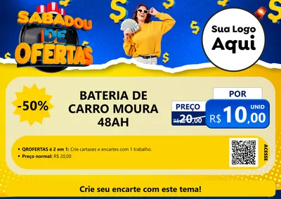 Modelo de Cartaz para Cartaz A4 Horizontal com o tema Sabadou de Ofertas para Baterias Elétricas