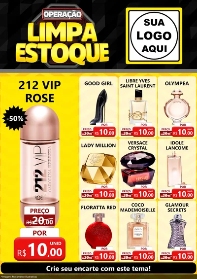 Modelo de Encarte para Encarte A4 Vertical com o tema Operação Limpa Estoque para Perfumes