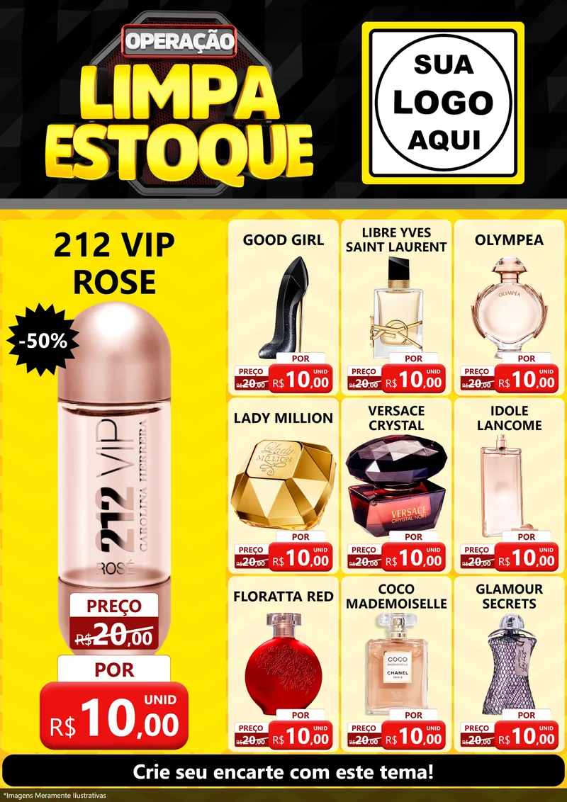 Modelo de Encarte para Encarte A4 Vertical com o tema Operação Limpa Estoque para Perfumes