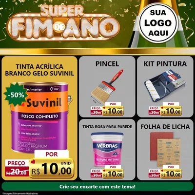 Modelo de Rede Social para Feed Facebook com o tema Super Fim de Ano para Tintas e Ferramentas
