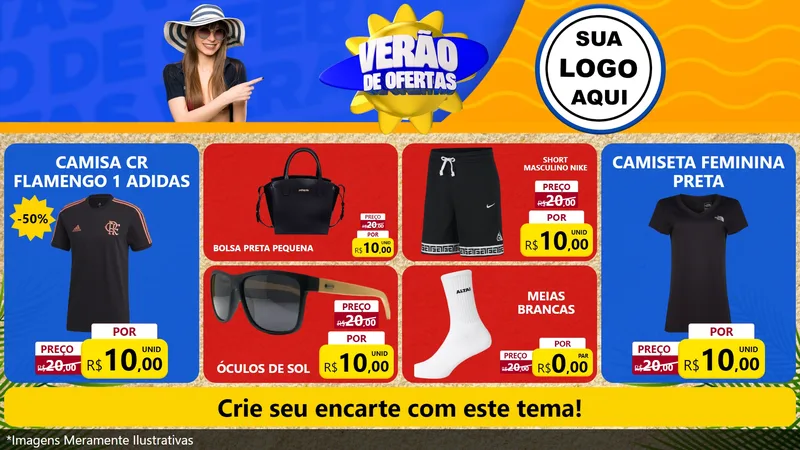 Modelo de TV para TV Horizontal com o tema Verão de Ofertas para Roupas e acessórios