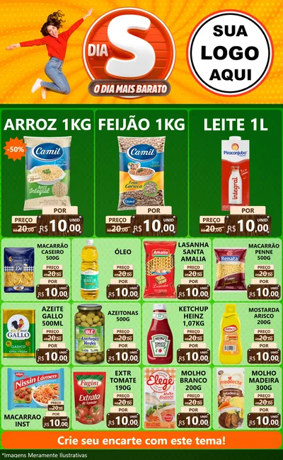 Modelo de Encarte para Encarte Grande com o tema Dia S - O Dia Mais Barato para Supermercado