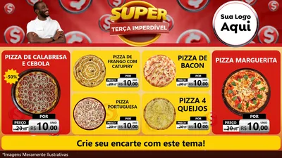 Modelo de TV para TV Horizontal com o tema Super Terça Imperdível para Pizzaria