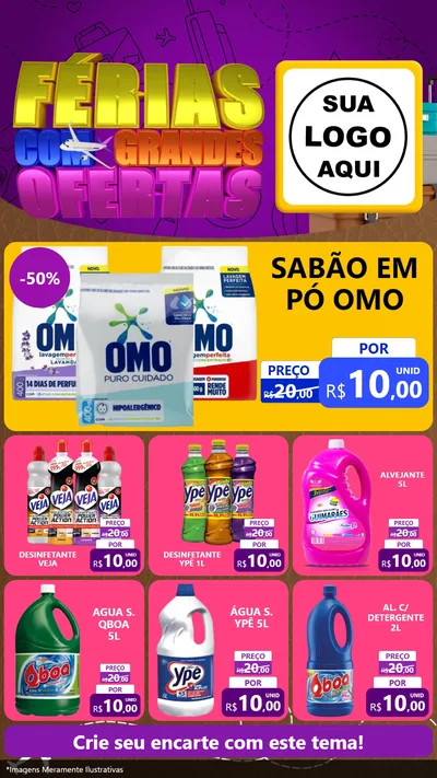 Modelo de Rede Social para Stories com o tema Férias com Grandes Ofertas para Produtos de Limpeza