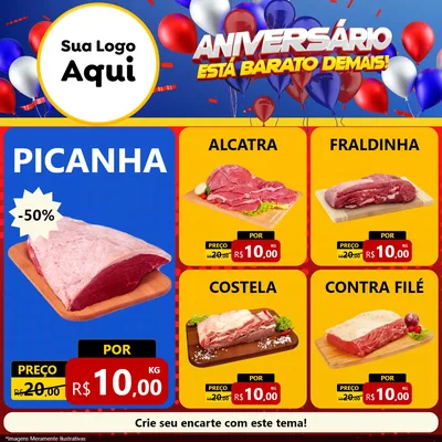 Modelo de Rede Social para Feed Facebook com o tema Aniversário para Açougue