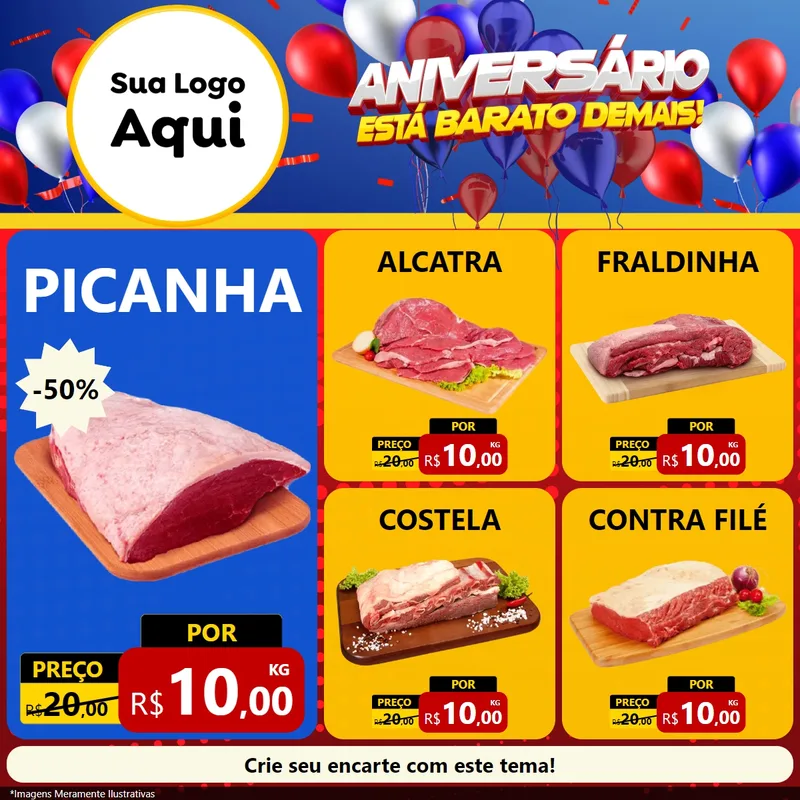 Modelo de Rede Social para Feed Facebook com o tema Aniversário para Açougue