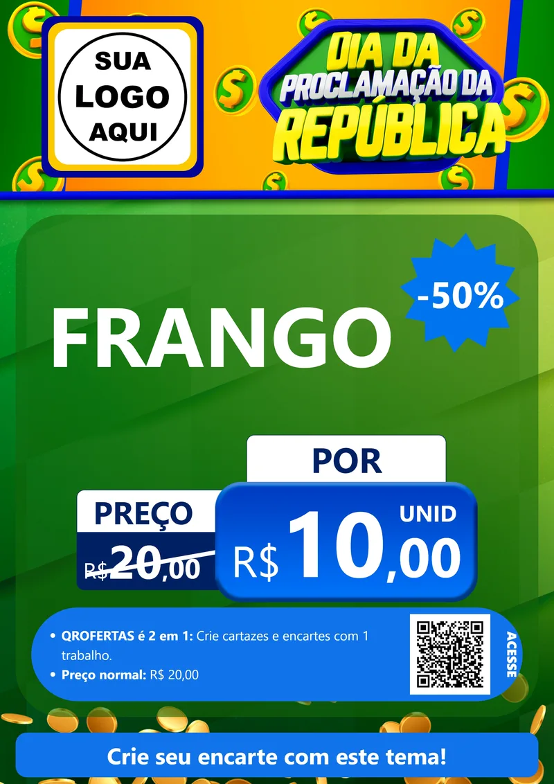 Modelo de Cartaz para Cartaz A4 Vertical com o tema Dia Da Proclamação da República para Assados